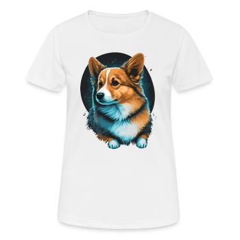 Glowing Background Corgi - Women's Breathable T-Shirt - white - Front - AI Model Female 172 dark (172cm)