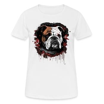 Bulldogge auf einem Loch - Frauen T-Shirt atmungsaktiv - Weiß - Vorne - AI Model Female 172 dark (172cm)