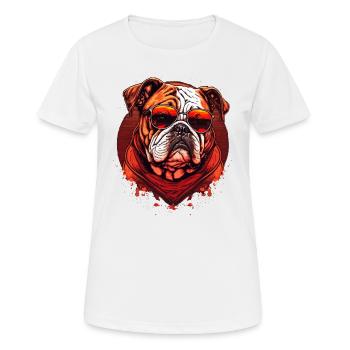Bulldogge mit Sonnenbrille - Frauen T-Shirt atmungsaktiv - Weiß - Vorne - AI Model Female 172 dark (172cm)
