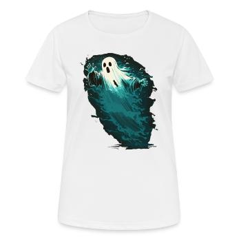 Gruseliger Geist - Frauen T-Shirt atmungsaktiv - Weiß - Vorne - AI Model Female 172 dark (172cm)