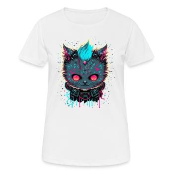 Böse Katze - Frauen T-Shirt atmungsaktiv - Weiß - Vorne - AI Model Female 172 dark (172cm)
