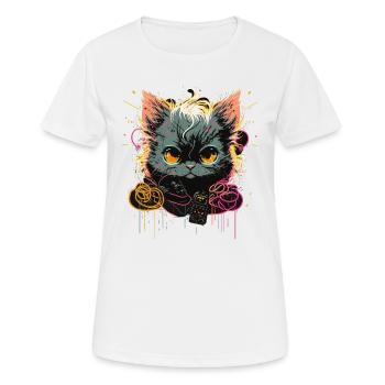 Elektrische Tapfere Katze - Frauen T-Shirt atmungsaktiv - Weiß - Vorne - AI Model Female 172 dark (172cm)