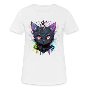 Coole Katze Illustration - Frauen T-Shirt atmungsaktiv - Weiß - Vorne - AI Model Female 172 dark (172cm)