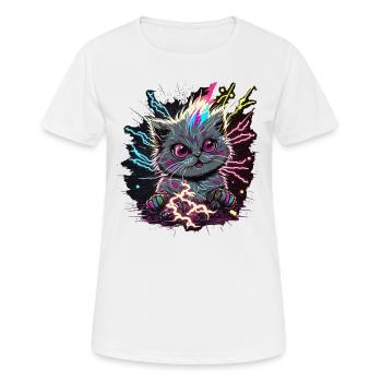 Cat Charging Up - Women's Breathable T-Shirt - white - Front - AI Model Female 172 dark (172cm)