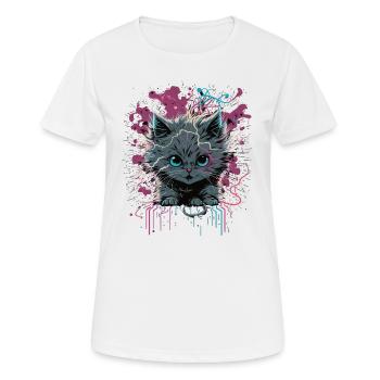 Energie Katze - Frauen T-Shirt atmungsaktiv - Weiß - Vorne - AI Model Female 172 dark (172cm)