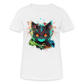 Charged Cat - Women's Breathable T-Shirt - white - Front - AI Model Female 172 dark (172cm)
