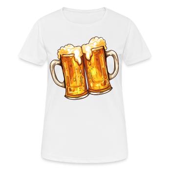 Chopes à bière Chopes à bière Verres à bière Bière Boire de l’alcool - T-shirt respirant Femme - blanc - Devant - AI Model Female 172 dark (172cm)