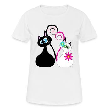 Visage de chat dame chat - T-shirt respirant Femme - blanc - Devant - AI Model Female 172 dark (172cm)