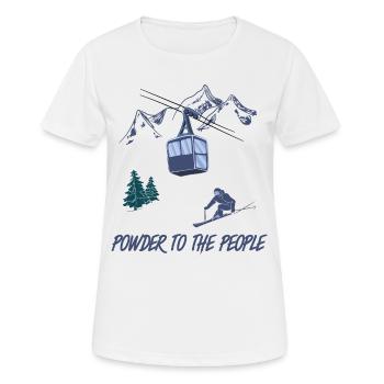 Poudreuse aux gens Scène des remontées mécaniques Sports d’hiver - T-shirt respirant Femme - blanc - Devant - AI Model Female 172 dark (172cm)