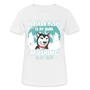 Alaskan Husky Mushing Game Design for Husky fans - Women's Breathable T-Shirt - white - Front - AI Model Female 172 dark (172cm)