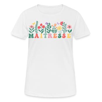 Maitresse motif floral pour maîtresse d' école - T-shirt respirant Femme - blanc - Devant - AI Model Female 172 dark (172cm)
