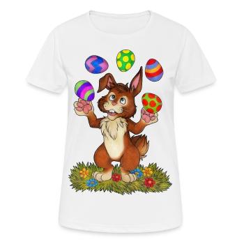 Lustiger Osterhasejongliert mir Osterei witzig - Frauen T-Shirt atmungsaktiv - Weiß - Vorne - AI Model Female 172 dark (172cm)