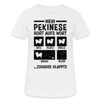 Pekinese Hundetricks Peking-Palasthund - Frauen T-Shirt atmungsaktiv - Weiß - Vorne - AI Model Female 172 dark (172cm)