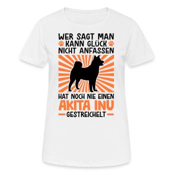 Akita Inu Glück anfassen japanischer Spitz - Frauen T-Shirt atmungsaktiv - Weiß - Vorne - AI Model Female 172 dark (172cm)