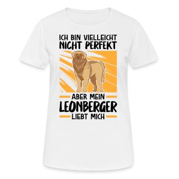 Mein Leonberger liebt mich deutscher Wachhund - Frauen T-Shirt atmungsaktiv - Weiß - Vorne - AI Model Female 172 dark (172cm)