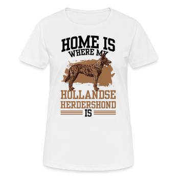 La maison est l’endroit où se trouve mon Hollandse Herdershond - T-shirt respirant Femme - blanc - Devant - AI Model Female 172 dark (172cm)