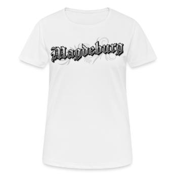 Magdeburg Ostdeutschland Vintage Look - Frauen T-Shirt atmungsaktiv - Weiß - Vorne - AI Model Female 172 dark (172cm)