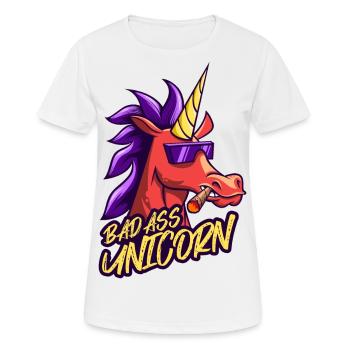 Bad ass unicorn - Frauen T-Shirt atmungsaktiv - Weiß - Vorne - AI Model Female 172 dark (172cm)