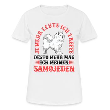 Samojede mehr mögen Samojedenspitz - Frauen T-Shirt atmungsaktiv - Weiß - Vorne - AI Model Female 172 dark (172cm)
