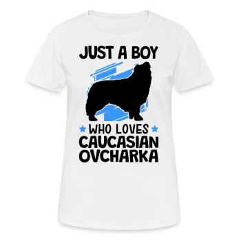 Le garçon d’Ovcharka aime le chien du Caucase - T-shirt respirant Femme - blanc - Devant - AI Model Female 172 dark (172cm)