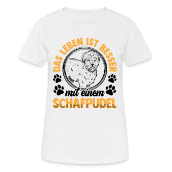 Leben mit Schafpudel altdeutscher Hütepudel - Frauen T-Shirt atmungsaktiv - Weiß - Vorne - AI Model Female 172 dark (172cm)