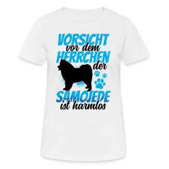 Samojede ist harmlos Samojedenspitz - Frauen T-Shirt atmungsaktiv - Weiß - Vorne - AI Model Female 172 dark (172cm)