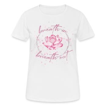 Breath in Breath out - Frauen T-Shirt atmungsaktiv - Weiß - Vorne - AI Model Female 172 dark (172cm)