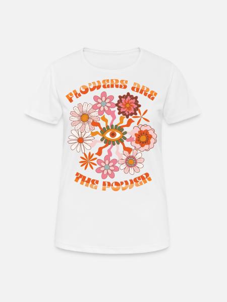 Vintage-1970 Retro 70s Groovy Flowers Saying - Women's Breathable T-Shirt - white