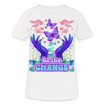 Psychedelische Schmetterlinge, Spruch - Frauen T-Shirt atmungsaktiv - Weiß - Vorne - AI Model Female 172 dark (172cm)