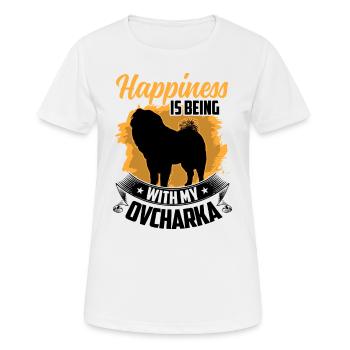 Ovcharka est chanceux chien de berger du Caucase - T-shirt respirant Femme - blanc - Devant - AI Model Female 172 dark (172cm)