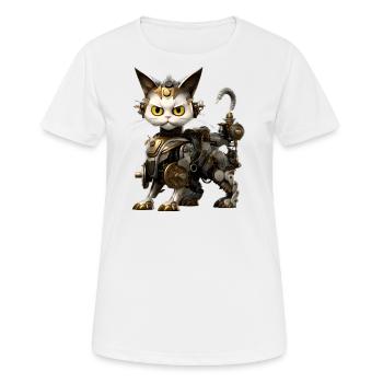 Steampunk Katze - Frauen T-Shirt atmungsaktiv - Weiß - Vorne - AI Model Female 172 dark (172cm)