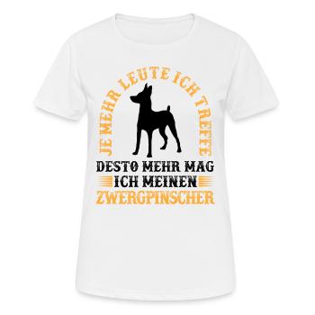 Zwergpinscher mehr mögen Pinscher - Frauen T-Shirt atmungsaktiv - Weiß - Vorne - AI Model Female 172 dark (172cm)