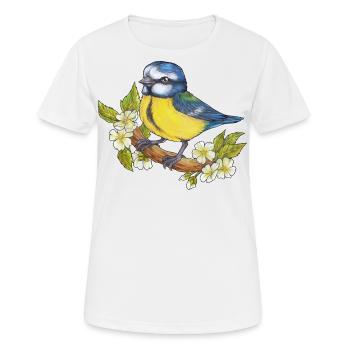 Niedliche Blaumeise Naturliebhaber Ornithologe - Frauen T-Shirt atmungsaktiv - Weiß - Vorne - AI Model Female 172 dark (172cm)
