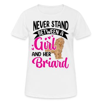 Girl and her Briard Berger de Brie - Women's Breathable T-Shirt - white - Front - AI Model Female 172 dark (172cm)
