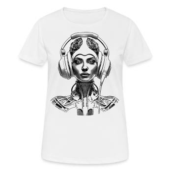 Cyborg Gamer T-Shirt – Futuristischer eSports Vibe - Frauen T-Shirt atmungsaktiv - Weiß - Vorne - AI Model Female 172 dark (172cm)
