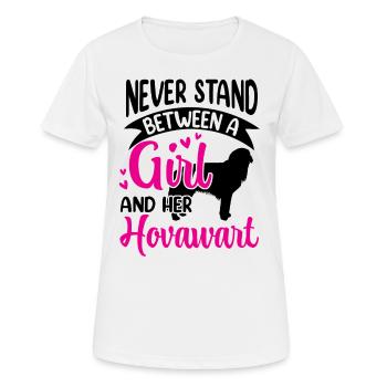Mädchen und ihr Hovawart Derber Bauernhund - Frauen T-Shirt atmungsaktiv - Weiß - Vorne - AI Model Female 172 dark (172cm)