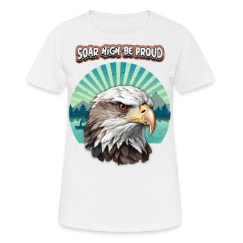 Spruch mit Adler-Motiv, Adler Illustration - Frauen T-Shirt atmungsaktiv - Weiß - Vorne - AI Model Female 172 dark (172cm)
