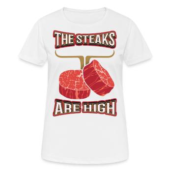 steak, viande, dicton drôle, jeu de mots, jeu de mots - T-shirt respirant Femme - blanc - Devant - AI Model Female 172 dark (172cm)