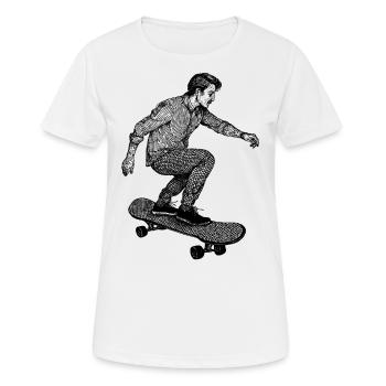 Urbaner Skater-Look: Lässiges und trendiges Shirt. - Frauen T-Shirt atmungsaktiv - Weiß - Vorne - AI Model Female 172 dark (172cm)