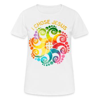Jesus Christus Spruch Regenbogen-Mandala LGBTQ - Frauen T-Shirt atmungsaktiv - Weiß - Vorne - AI Model Female 172 dark (172cm)