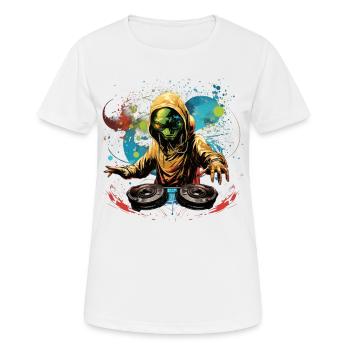 DJ Alien, Space Alien, DJ, Alien, Cartoon, Space, - Women's Breathable T-Shirt - white - Front - AI Model Female 172 dark (172cm)