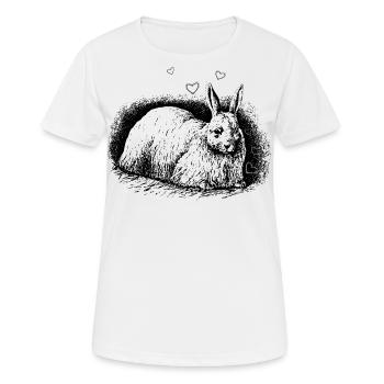 Lapin rétro avec coeurs noir - T-shirt respirant Femme - blanc - Devant - AI Model Female 172 dark (172cm)