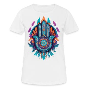 Hamsa Main Mandala Bohème Chic - T-shirt respirant Femme - blanc - Devant - AI Model Female 172 dark (172cm)