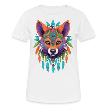 Chacal Mandala Art ésotérique - T-shirt respirant Femme - blanc - Devant - AI Model Female 172 dark (172cm)