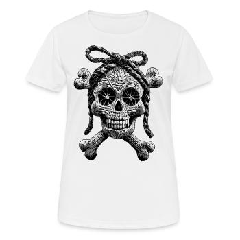 Afrikanisches Totenkopf-Shirt: Spirituelle Symbole - Frauen T-Shirt atmungsaktiv - Weiß - Vorne - AI Model Female 172 dark (172cm)