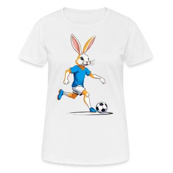 Osterhase Fußballspieler Ostern Fußball Design - Frauen T-Shirt atmungsaktiv - Weiß - Vorne - AI Model Female 172 dark (172cm)