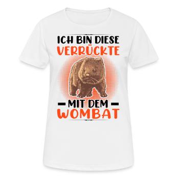 Fou avec Wombat Australia Marsupial - T-shirt respirant Femme - blanc - Devant - AI Model Female 172 dark (172cm)