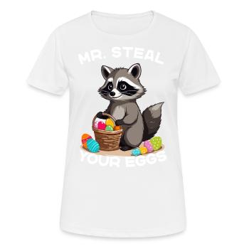 Funny Raccoon Eggs Thief Easter Saying - Women's Breathable T-Shirt - white - Front - AI Model Female 172 dark (172cm)