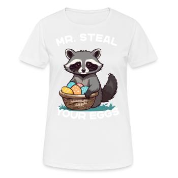 Funny Raccoon Eggs Thief Easter Saying - Women's Breathable T-Shirt - white - Front - AI Model Female 172 dark (172cm)