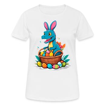 Dinosaure de Pâques emblématique Dinosaure lapin de Pâques - T-shirt respirant Femme - blanc - Devant - AI Model Female 172 dark (172cm)